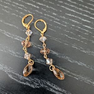 Elegant Gold and Crystal Drop Earrings